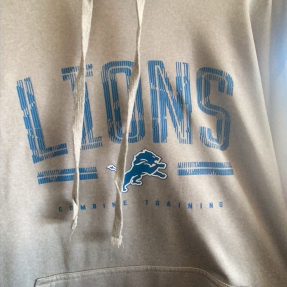Gray Hoodie with Blue Lions Graphic